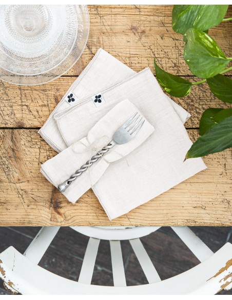 Lot de 3 serviettes de table "Gaïa" 40 x 40 cm Gaze de Coton l'Effet Papillon