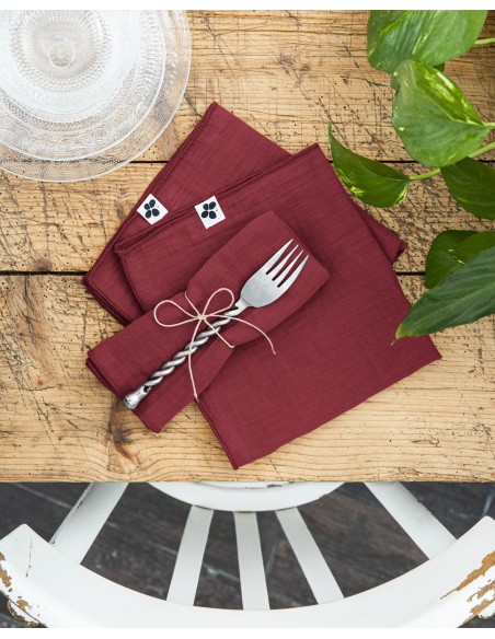 Lot de 3 serviettes de table "Gaïa" 40 x 40 cm Gaze de Coton l'Effet Papillon