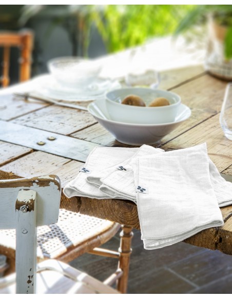 Lot de 3 serviettes de table "Gaïa" 40 x 40 cm Gaze de Coton l'Effet Papillon