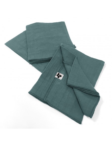 Lot de 3 serviettes de table "Gaïa" 40 x 40 cm Gaze de Coton l'Effet Papillon