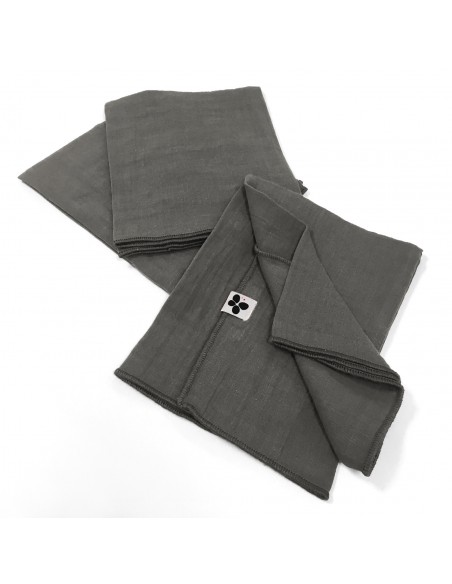 Lot de 3 serviettes de table "Gaïa" 40 x 40 cm Gaze de Coton l'Effet Papillon