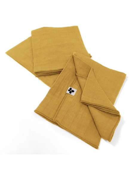 Lot de 3 serviettes de table "Gaïa" 40 x 40 cm Gaze de Coton l'Effet Papillon