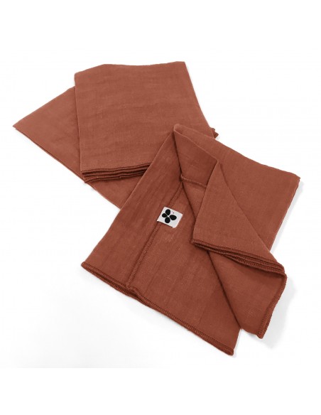 Lot de 3 serviettes de table "Gaïa" 40 x 40 cm Gaze de Coton l'Effet Papillon