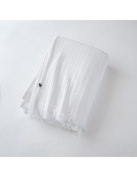 Plaid à franges "Gaïa" 130 x 160 cm Gaze de Coton l'Effet Papillon