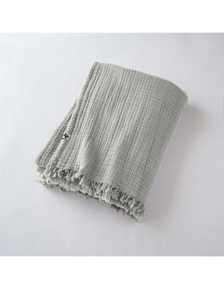 Plaid à franges "Gaïa" 130 x 160 cm Gaze de Coton l'Effet Papillon