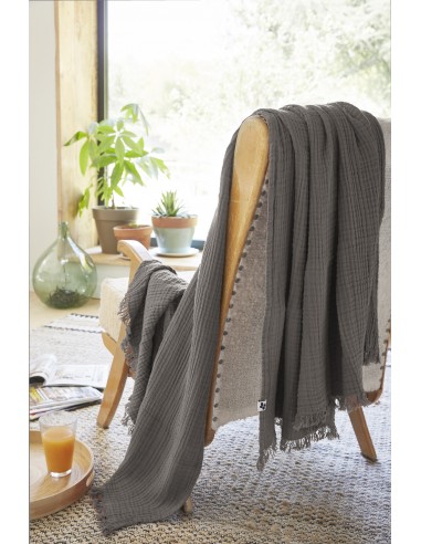 Plaid à franges "Gaïa" 130 x 160 cm...