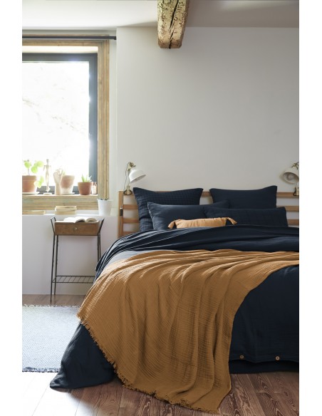 Plaid à franges "Gaïa" 130 x 160 cm Gaze de Coton l'Effet Papillon