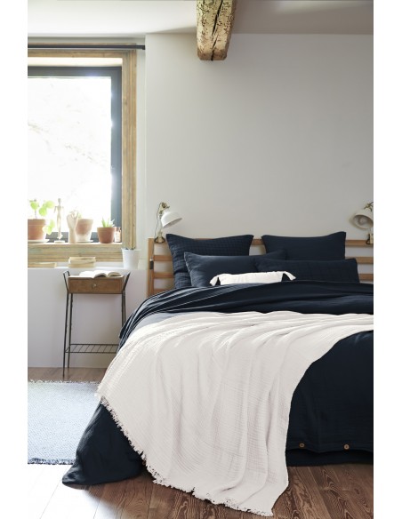 Plaid à franges "Gaïa" 130 x 160 cm Gaze de Coton l'Effet Papillon