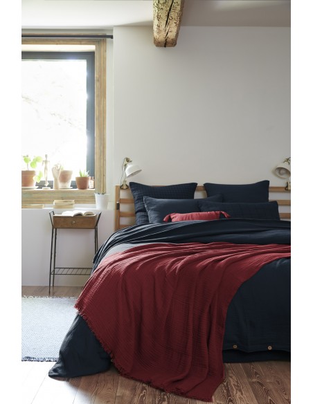 Plaid à franges "Gaïa" 130 x 160 cm Gaze de Coton l'Effet Papillon