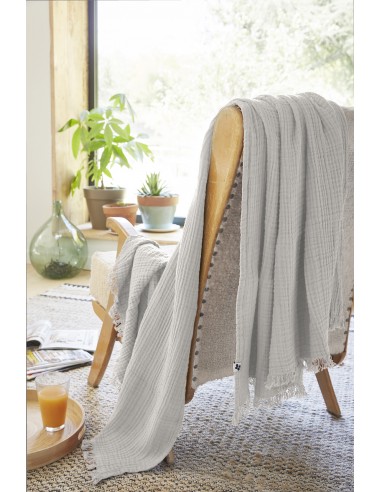 Plaid à franges "Gaïa" 180 x 220 cm...