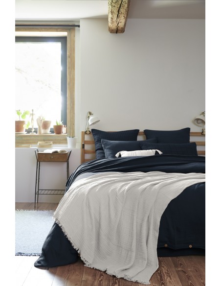 Plaid à franges "Gaïa" 180 x 220 cm Gaze de Coton l'Effet Papillon