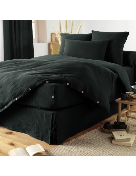 Drap housse "Gaïa" 90 x 190 bonnet de 30 cm "Gaze de Coton" l'Effet Papillon