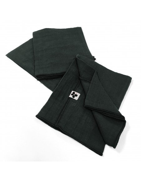 Lot de 3 serviettes de table "Gaïa" 40 x 40 cm Gaze de Coton l'Effet Papillon