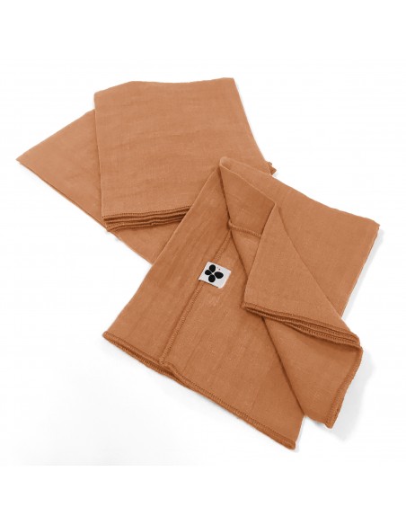 Lot de 3 serviettes de table "Gaïa" 40 x 40 cm Gaze de Coton l'Effet Papillon