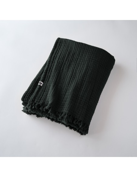 Plaid à franges "Gaïa" 130 x 160 cm Gaze de Coton l'Effet Papillon