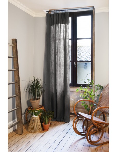 Rideau ajustable + 8 anneaux pince "Gaïa" 140 x 300 cm "Gaze de Coton" l'Effet Papillon