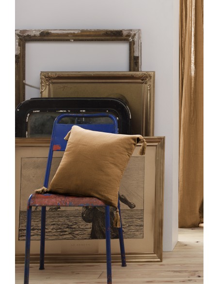 Coussin déhoussable avec pompons "Gaïa" 40 x 40 cm Gaze de Coton l'Effet Papillon