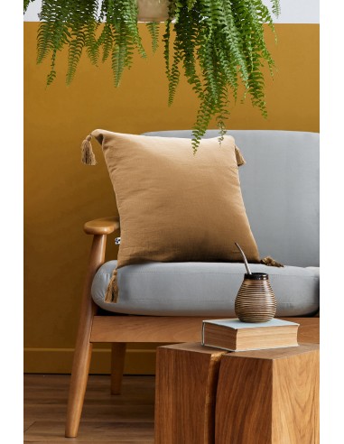 Coussin déhoussable avec pompons...