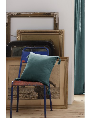 Coussin déhoussable avec pompons...