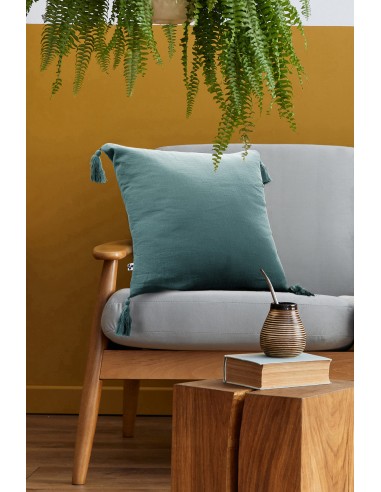 Coussin déhoussable avec pompons...