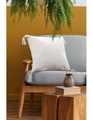 Coussin déhoussable avec pompons...