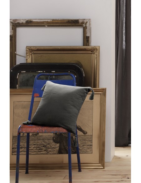 Coussin déhoussable avec pompons "Gaïa" 40 x 40 cm Gaze de Coton l'Effet Papillon