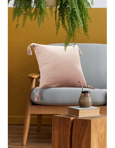 Coussin déhoussable avec pompons...