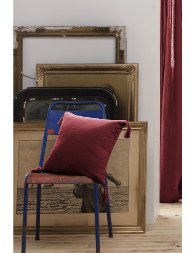 Coussin déhoussable avec pompons...