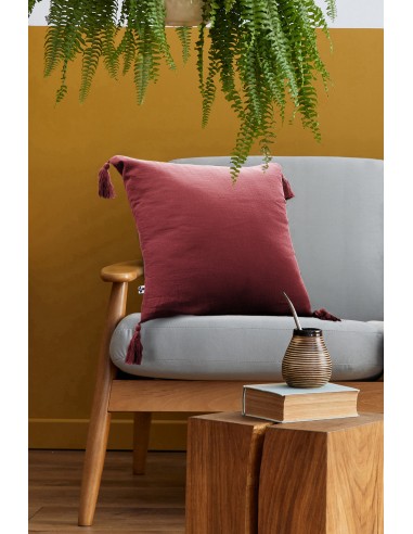 Coussin déhoussable avec pompons...