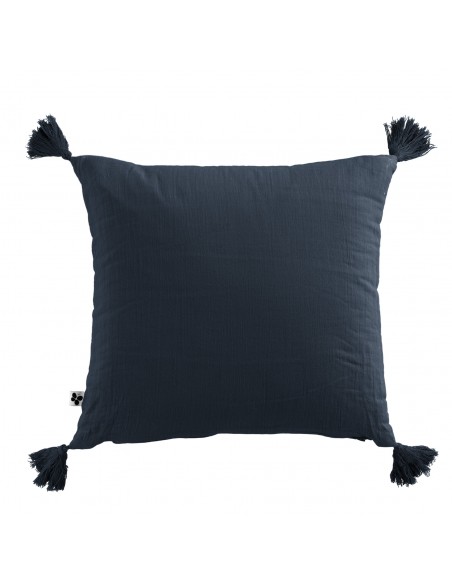 Coussin déhoussable avec pompons "Gaïa" 40 x 40 cm Gaze de Coton l'Effet Papillon