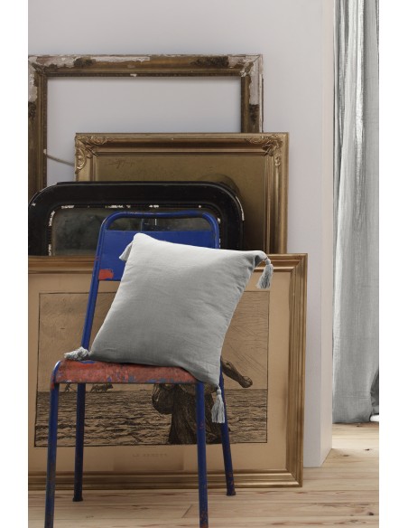 Coussin déhoussable avec pompons "Gaïa" 40 x 40 cm Gaze de Coton l'Effet Papillon