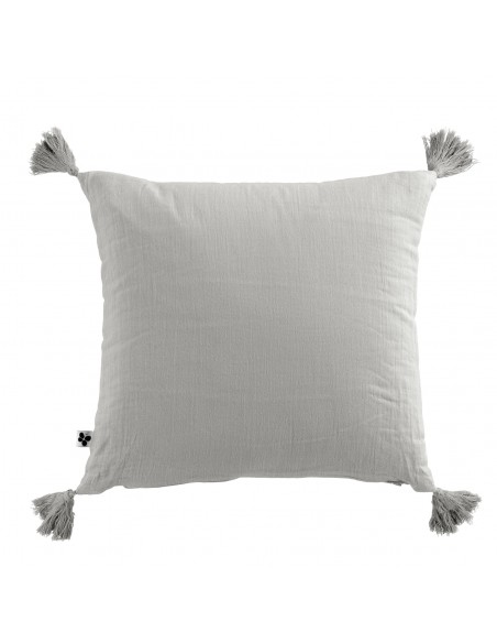 Coussin déhoussable avec pompons "Gaïa" 40 x 40 cm Gaze de Coton l'Effet Papillon