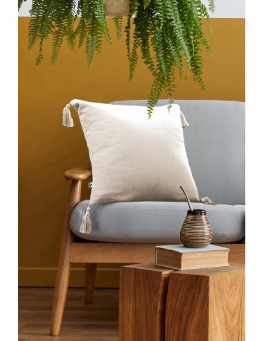 Coussin déhoussable avec pompons...