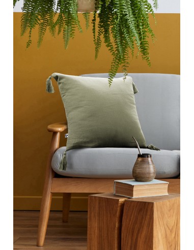 Coussin déhoussable avec pompons...