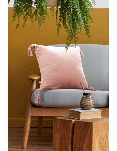 Coussin déhoussable avec pompons...