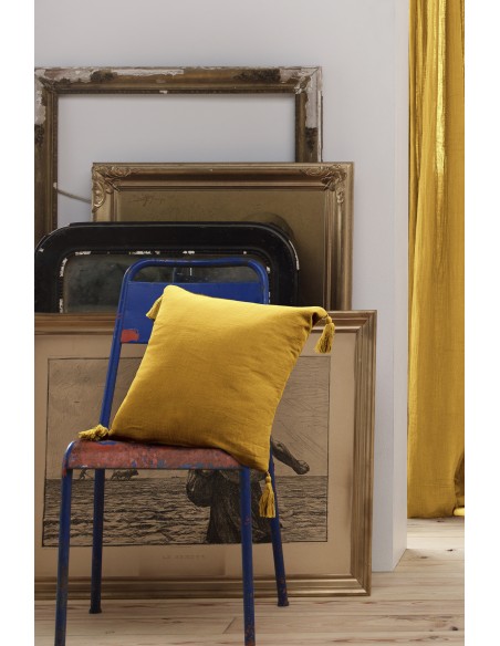 Coussin déhoussable avec pompons "Gaïa" 40 x 40 cm Gaze de Coton l'Effet Papillon