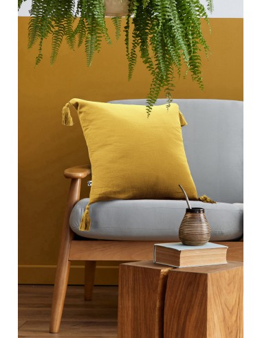 Coussin déhoussable avec pompons...