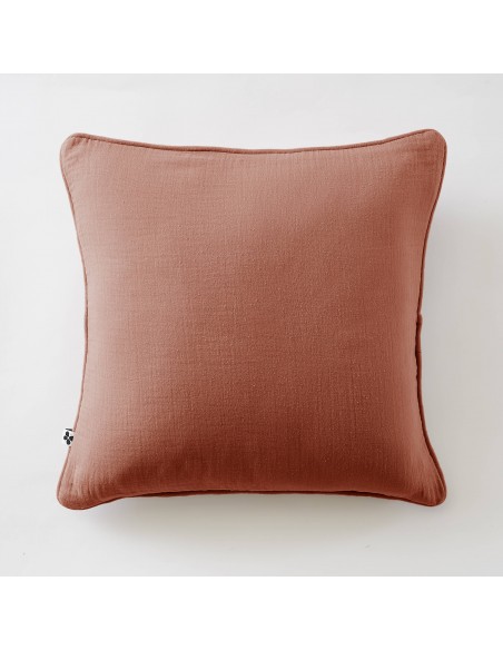 Coussin déhoussable avec passepoil "Gaïa" 45 x 45 cm Gaze de Coton l'Effet Papillon