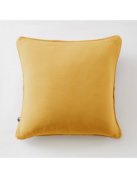Coussin déhoussable avec passepoil "Gaïa" 45 x 45 cm Gaze de Coton l'Effet Papillon