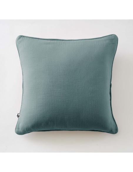 Coussin déhoussable avec passepoil "Gaïa" 45 x 45 cm Gaze de Coton l'Effet Papillon