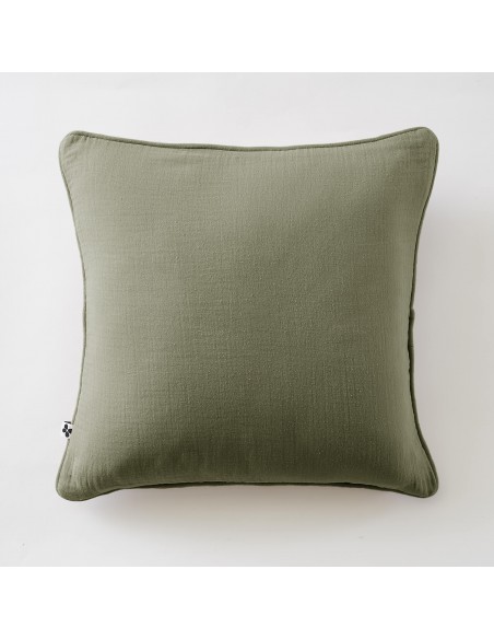 Coussin déhoussable avec passepoil "Gaïa" 45 x 45 cm Gaze de Coton l'Effet Papillon