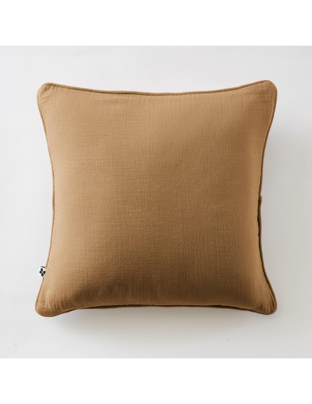 Coussin déhoussable avec passepoil "Gaïa" 45 x 45 cm Gaze de Coton l'Effet Papillon