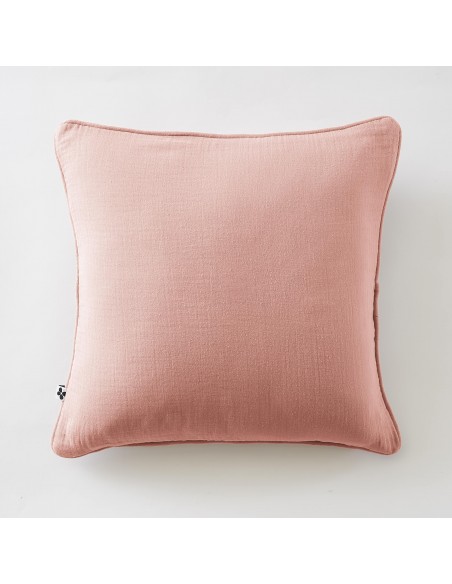 Coussin déhoussable avec passepoil "Gaïa" 45 x 45 cm Gaze de Coton l'Effet Papillon