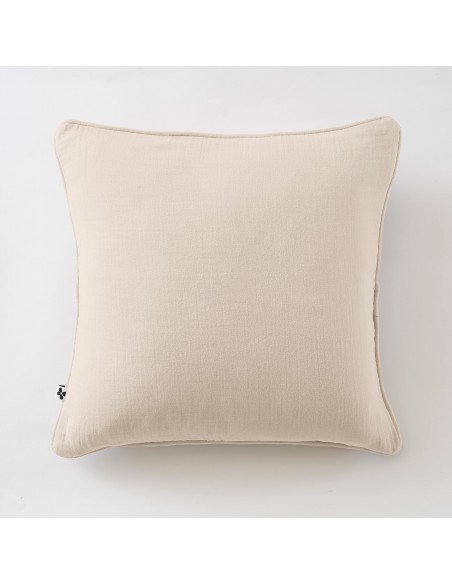 Coussin déhoussable avec passepoil "Gaïa" 45 x 45 cm Gaze de Coton l'Effet Papillon