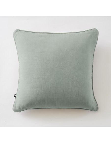 Coussin déhoussable avec passepoil "Gaïa" 45 x 45 cm Gaze de Coton l'Effet Papillon