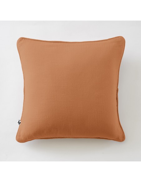 Coussin déhoussable avec passepoil "Gaïa" 45 x 45 cm Gaze de Coton l'Effet Papillon