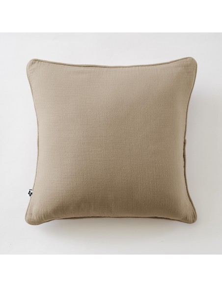 Coussin déhoussable avec passepoil "Gaïa" 45 x 45 cm Gaze de Coton l'Effet Papillon
