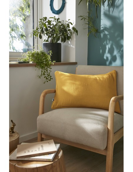 Coussin déhoussable avec passepoil "Gaïa" 40 x 60 cm "Gaze de Coton" l'Effet Papillon