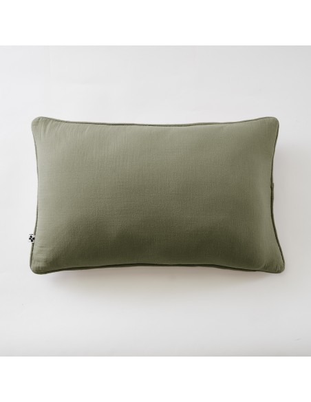 Coussin déhoussable avec passepoil "Gaïa" 40 x 60 cm "Gaze de Coton" l'Effet Papillon