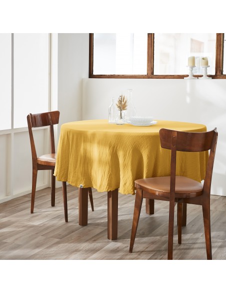 Nappe de table "Gaïa" ronde 180 cm Gaze de Coton l'Effet Papillon